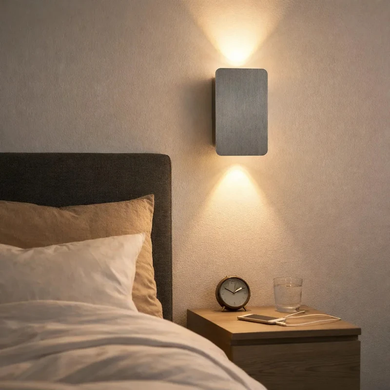 Moderne LED Up-&-Down-Wandleuchte rechteckig für Wohnzimmer & Flur
