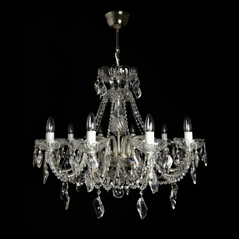 Casa Padrino Luxus Barock Kristall Kronleuchter Silber Ø 78 x H. 60 cm - Prunkvolle Messing Kronleuchter mit böhmischem Kristallglas - Barock Möbel - Edel & Prunkvoll