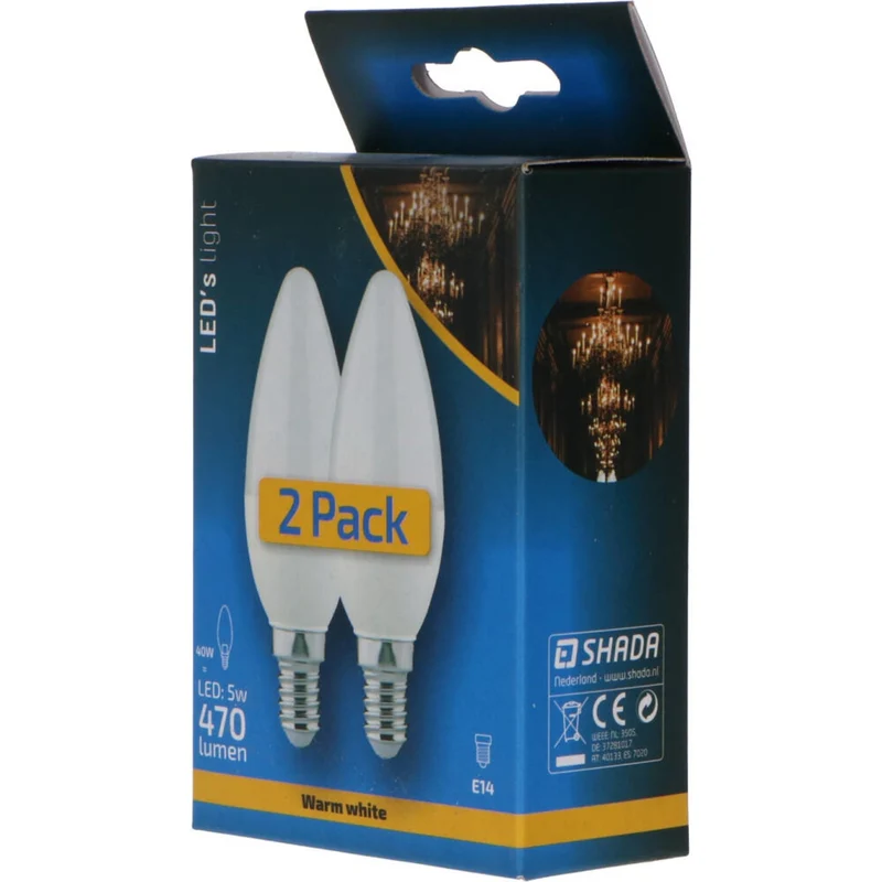 Duopack LongLife LED-Kerzenlampen E14 – Warmweißes Licht – 5 W ersetzt 40 W