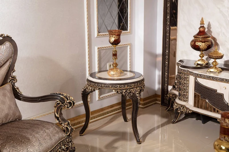 Casa Padrino Luxus Barock Beistelltisch Creme / Dunkelbraun / Gold
