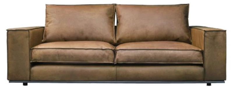 Casa Padrino Luxus Leder Sofa Braun 205 x 106 x H. 83 cm - Echtleder Wohnzimmer Sofa - Wohnzimmer Möbel - Leder Möbel - Luxus Möbel
