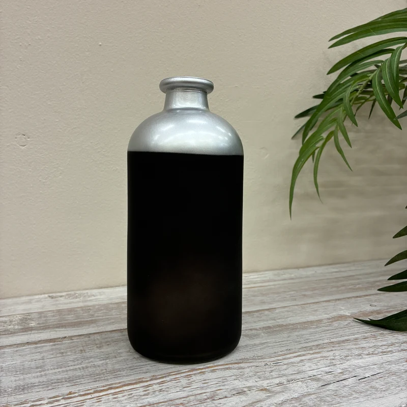 Countryfield Vase Silber Schwarz Matt Design Deko 25cm