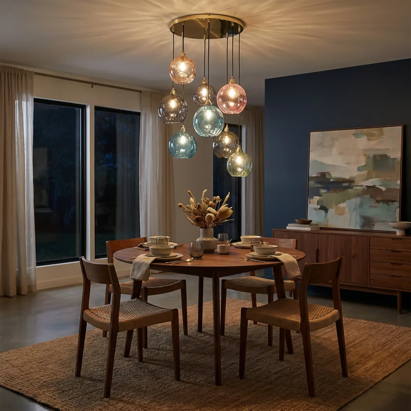 Bunte Glas-Hängeleuchte Fröhliche und Moderne Atmosphäre – Célestro