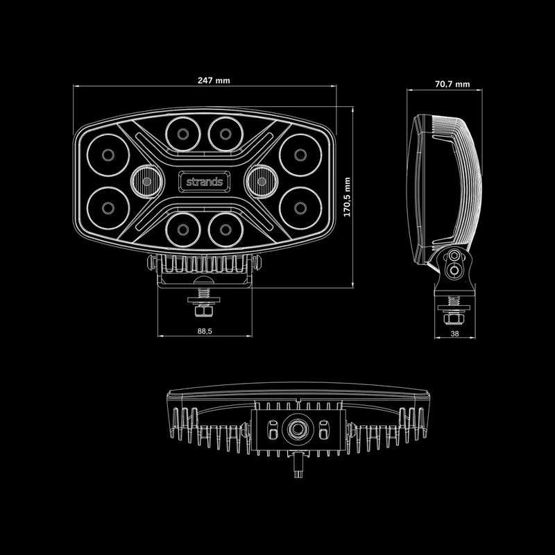 Strands Dark Knight Insane Driving Lamp mit Warnblinklichtern