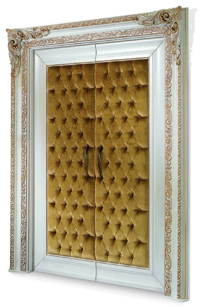 Casa Padrino Luxus Barock Doppel Wohnungstür Elfenbein / Gold 176 cm - Made in Italy