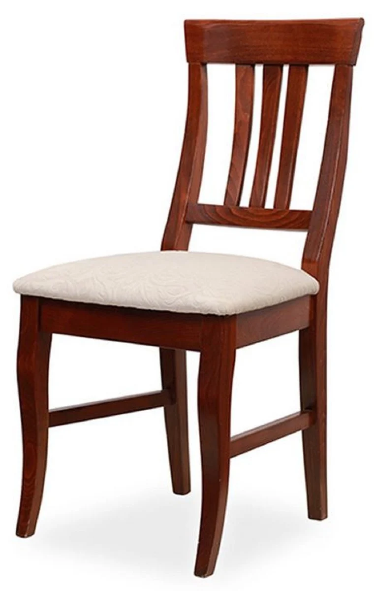 Casa Padrino Biedermeier Esszimmer Stuhl Hellgrau / Dunkelbraun 43 x 52 x H. 96 cm - Massivholz Küchen Stuhl - Massivholz Esszimmer Möbel - Biedermeier Esszimmer Möbel