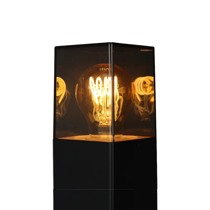 LED Garden Post - Stehende Außenleuchte mit Rauchglas | 50cm | Schwarz | IP54 – Denver