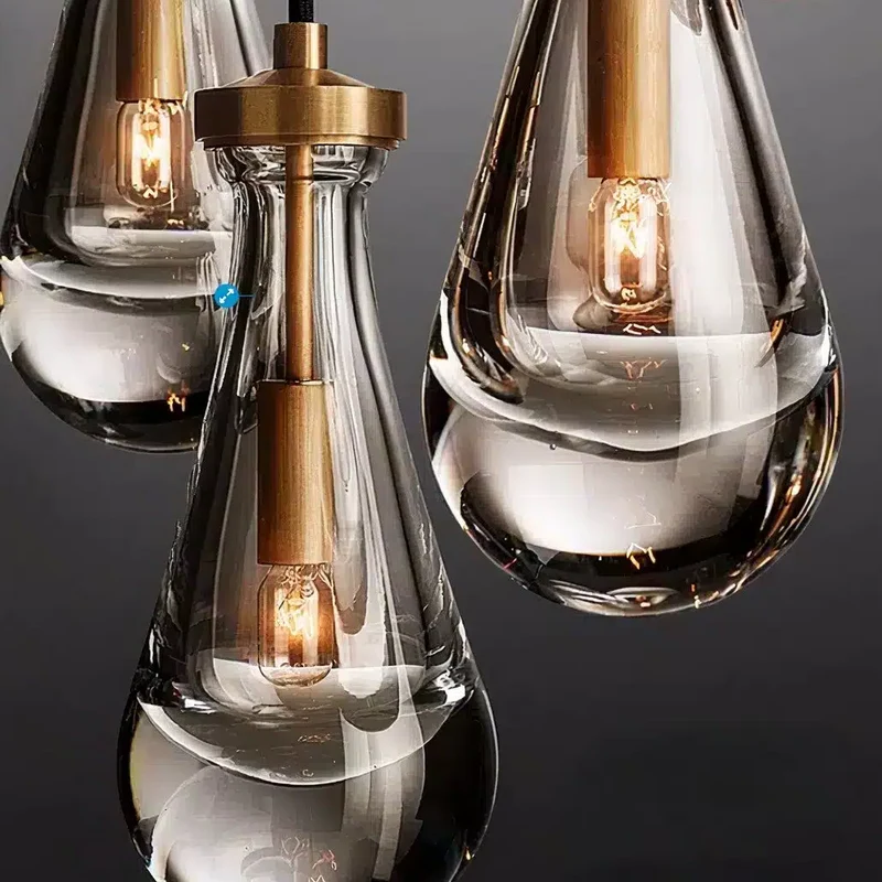 Luxuriöse Kristall Wassertropfen Hängeleuchte aus Glas für das Schlafzimmer