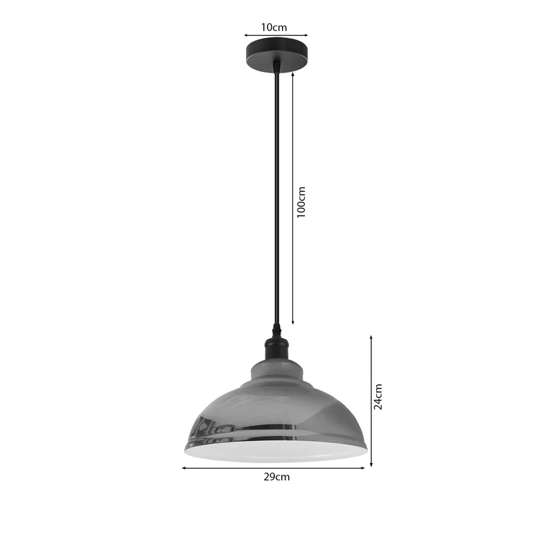 Gutsherrenleuchte Chrom – Vintage Industrie Pendelleuchte Tresen | Ø29cm | E27 ~2949