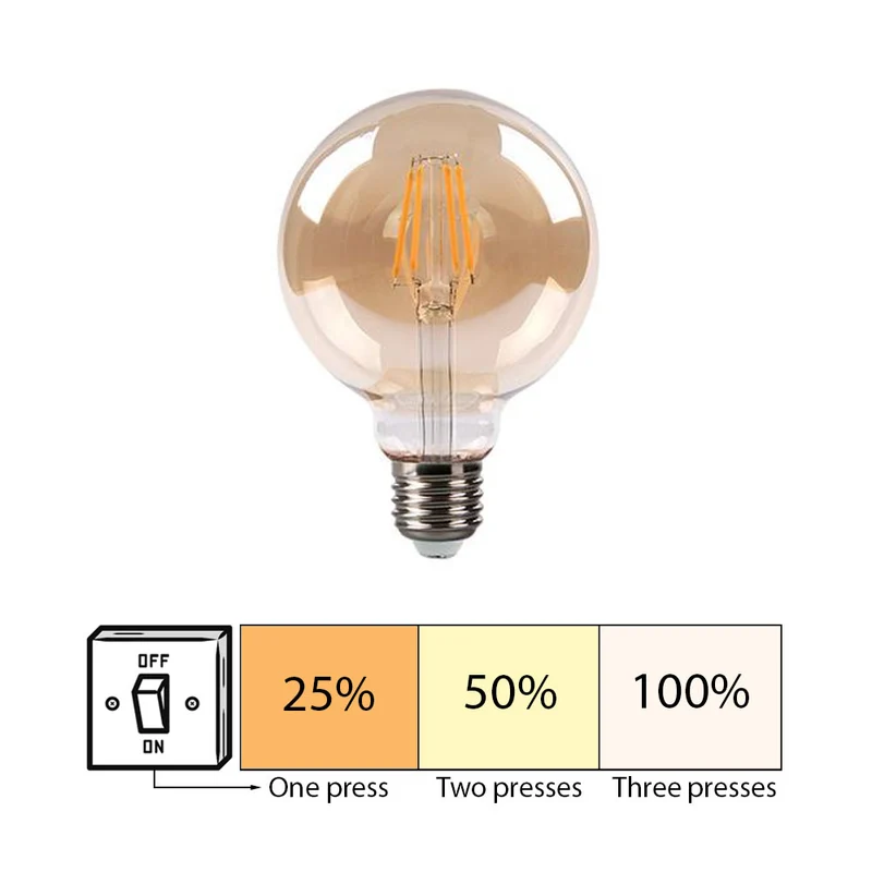 LED-Glühlampe 6W | G95 | 3-stufig dimmbar | E27 | 2700K – Warmweiß