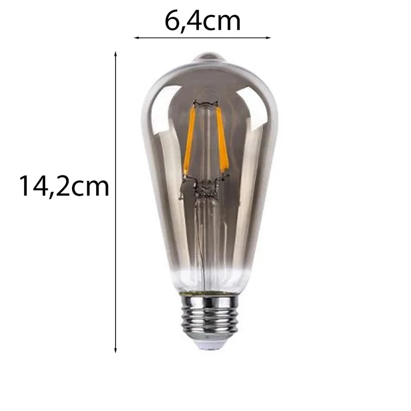LED-Glühfadenlampe, geräuchert | 6W | ST64 | 3-stufig dimmbar | E27 | 2700K – Warmweiß