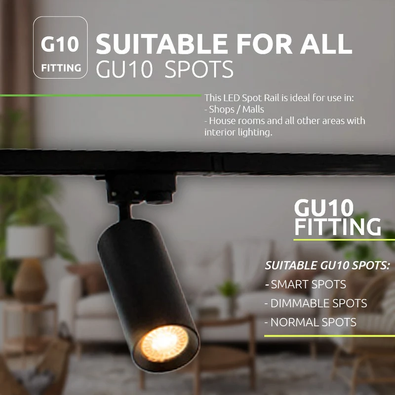 LED 1-Phasen-Schienenstrahler mit GU10-Fassung | Schwarz