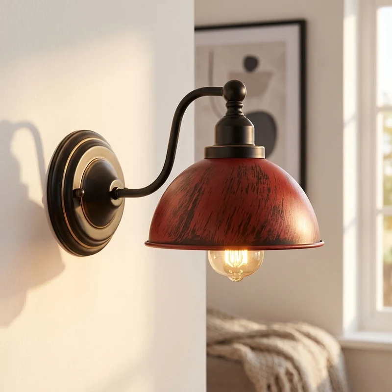 Vintage Farmhouse Wandleuchte – Industrie Wandlampe Bett | Ø 21cm | E27 ~3822