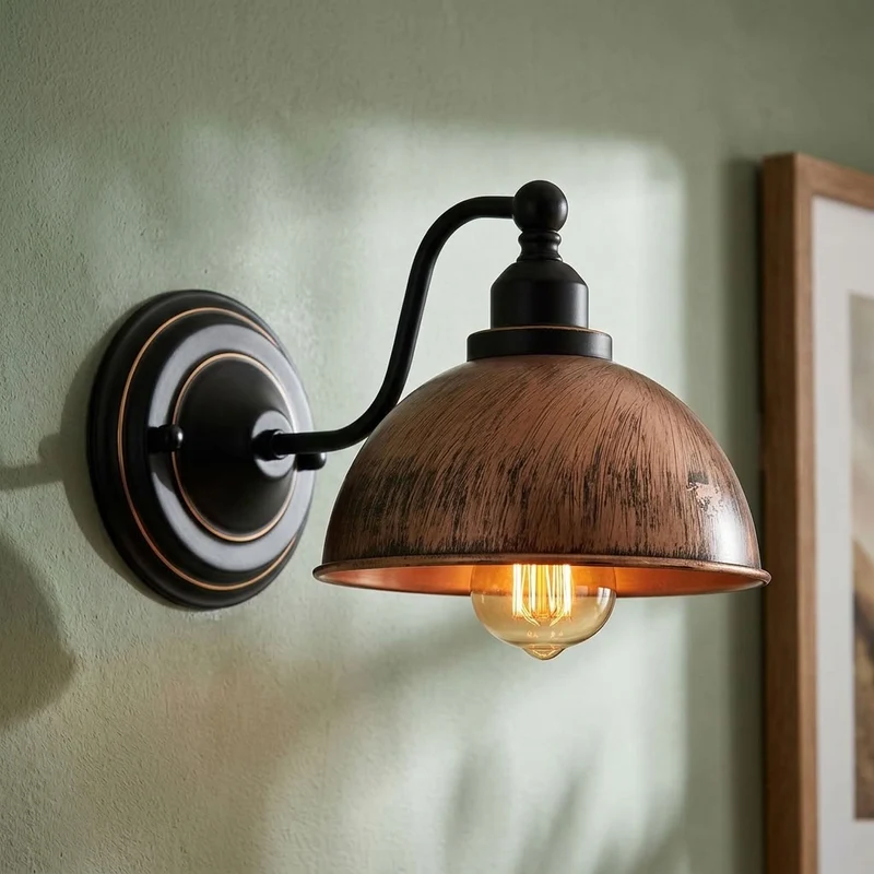 Vintage Farmhouse Wandleuchte – Industrie Wandlampe Bett | Ø 21cm | E27 ~3822