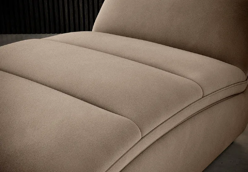 Casa Padrino Luxus Samt Chaiselongue mit Kopfkissen Hellbraun 170 cm