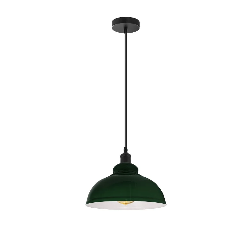 Grüne Pendelleuchte 29cm E27 | Vintage Hängelampe für Esszimmer~2952