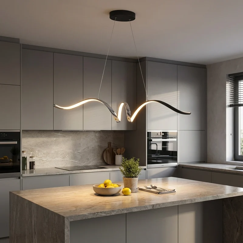 Gewelte Pendelleuchte aus Aluminium und Acryl – Minoa