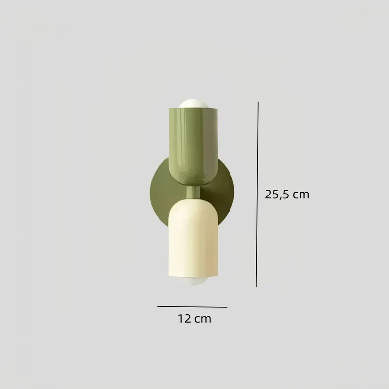 LED Wandleuchte Doppelkopf im Morandi Stil für Schlafzimmer