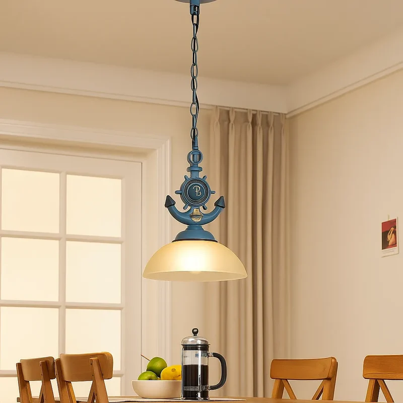Landhaus Pendelleuchte aus Glas für Esszimmer