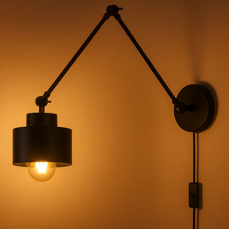 Moderne Wandleuchte | Mit Arm verstellbar | LED 1 x E27 | Schwarz