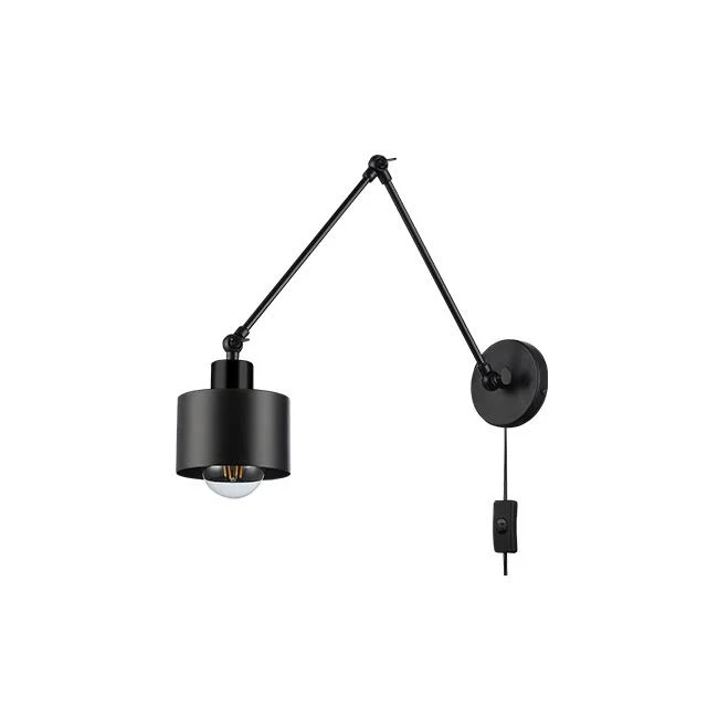 Moderne Wandleuchte | Mit Arm verstellbar | LED 1 x E27 | Schwarz
