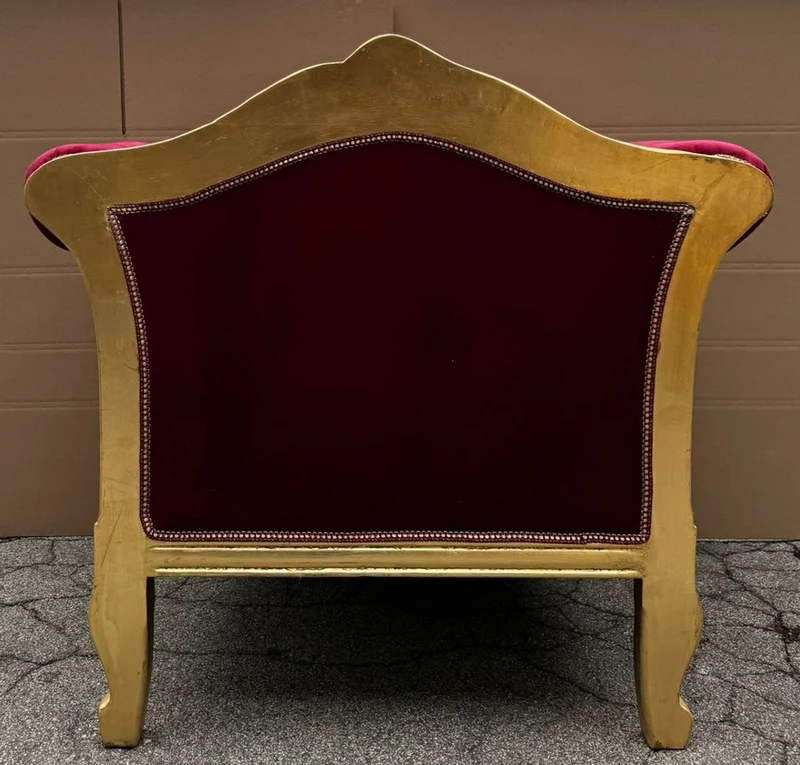Casa Padrino Barock Lounge Sessel Bordeauxrot / Gold - Barockstil Möbel