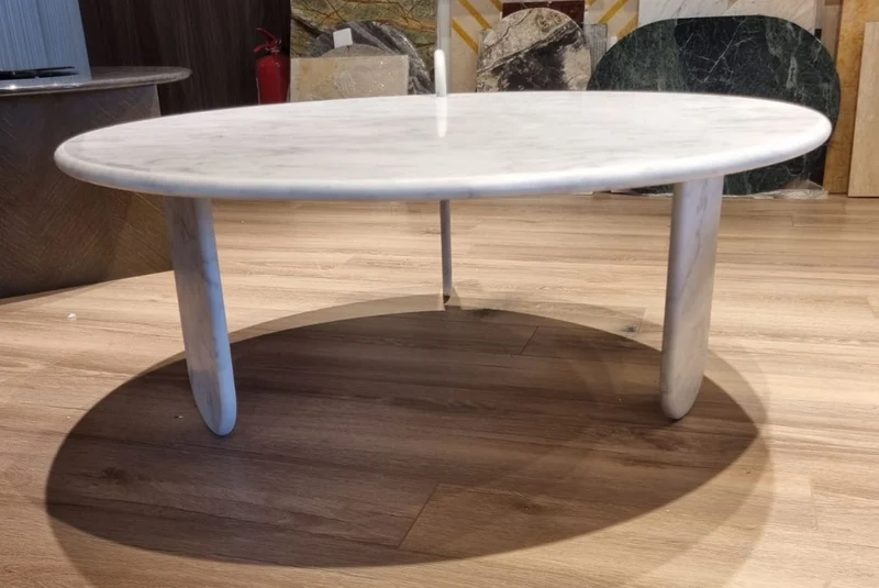Casa Padrino Luxus Marmor Couchtisch Weiß 140 cm - Luxus Wohnzimmer Möbel