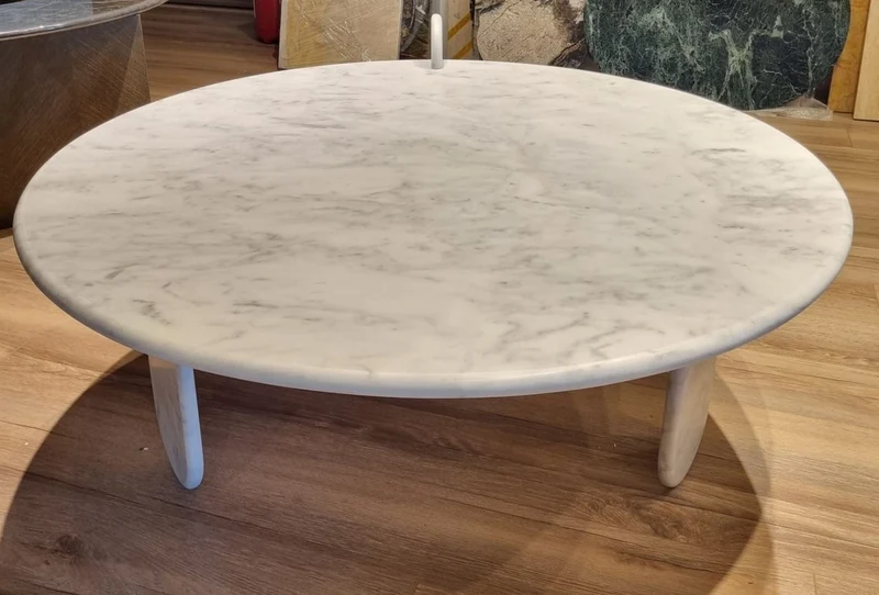 Casa Padrino Luxus Marmor Couchtisch Weiß 140 cm - Luxus Wohnzimmer Möbel