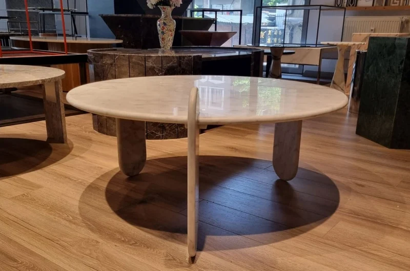 Casa Padrino Luxus Marmor Couchtisch Weiß 140 cm - Luxus Wohnzimmer Möbel