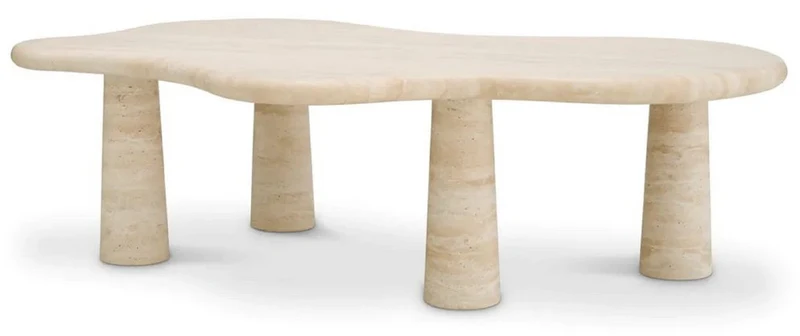 Casa Padrino Luxus Couchtisch Beige 116 x 73 x H. 34 cm - Travertin Naturstein Wohnzimmertisch - Wohnzimmer Möbel - Travertin Möbel - Luxus Möbel - Luxus Einrichtung
