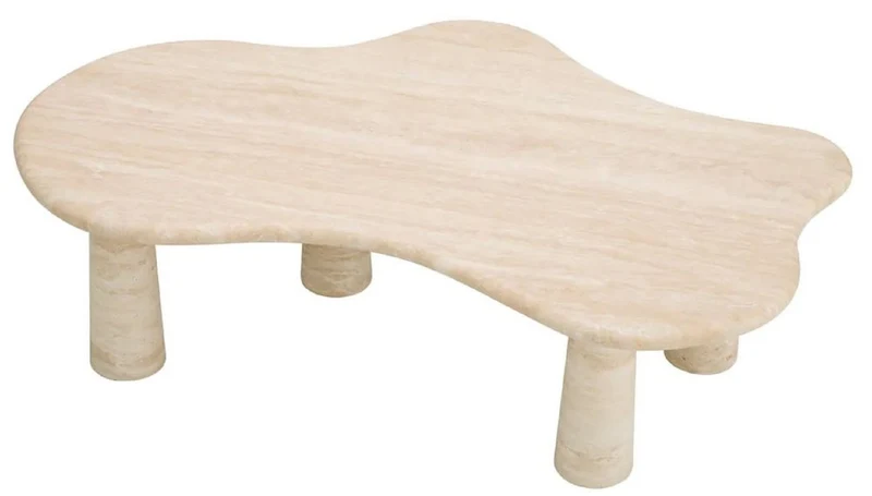 Casa Padrino Luxus Couchtisch Beige 116 x 73 x H. 34 cm - Travertin Naturstein Wohnzimmertisch - Wohnzimmer Möbel - Travertin Möbel - Luxus Möbel - Luxus Einrichtung