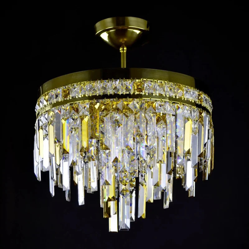 Casa Padrino Luxus Kristall Kronleuchter Gold Ø 40 x H. 30 cm - Prunkvolle Messing Kronleuchter mit böhmischem Kristallglas - Barock Möbel - Edel & Prunkvoll