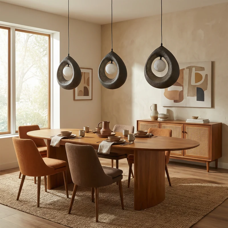 Beruhigende Hängelampe Wabi-Sabi-Stil Kieselform – Lueur de Galet