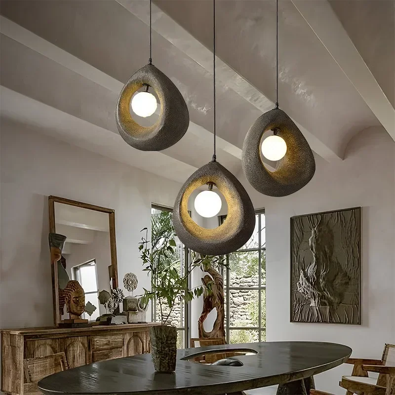 Beruhigende Hängelampe Wabi-Sabi-Stil Kieselform – Lueur de Galet