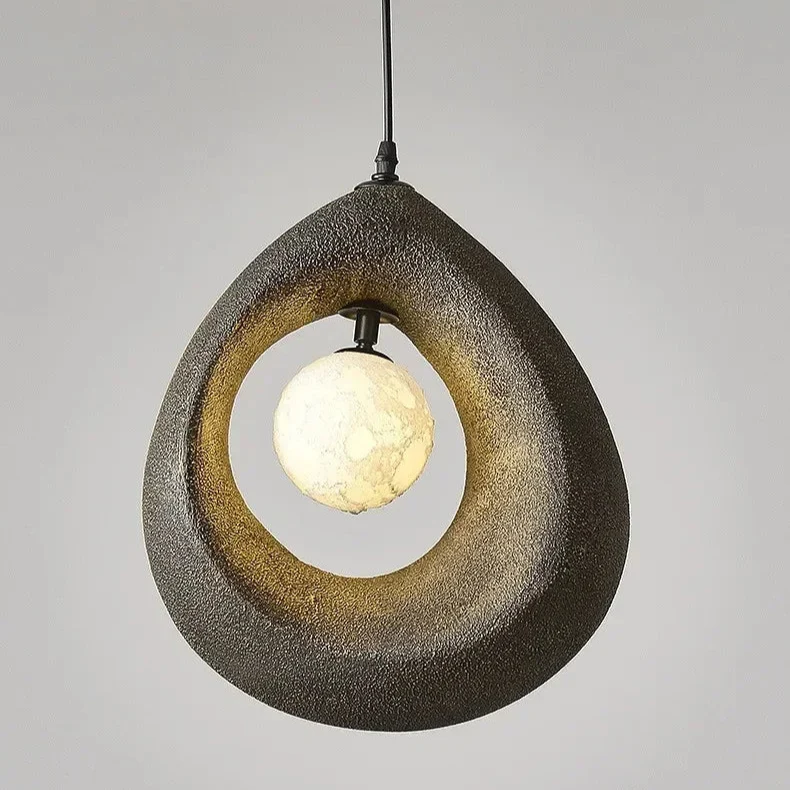 Beruhigende Hängelampe Wabi-Sabi-Stil Kieselform – Lueur de Galet