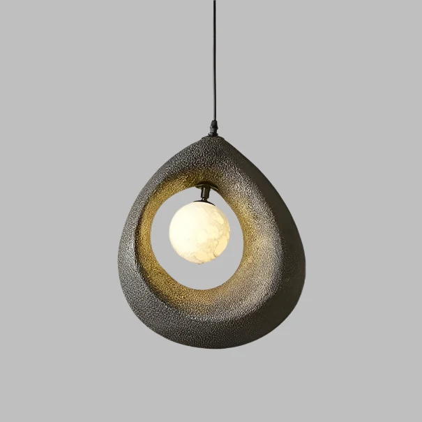 Beruhigende Hängelampe Wabi-Sabi-Stil Kieselform – Lueur de Galet