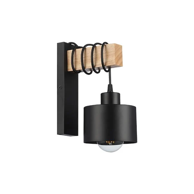 LED-Wandleuchte | Elsa | Schwarz + Holz | E27-Fassung