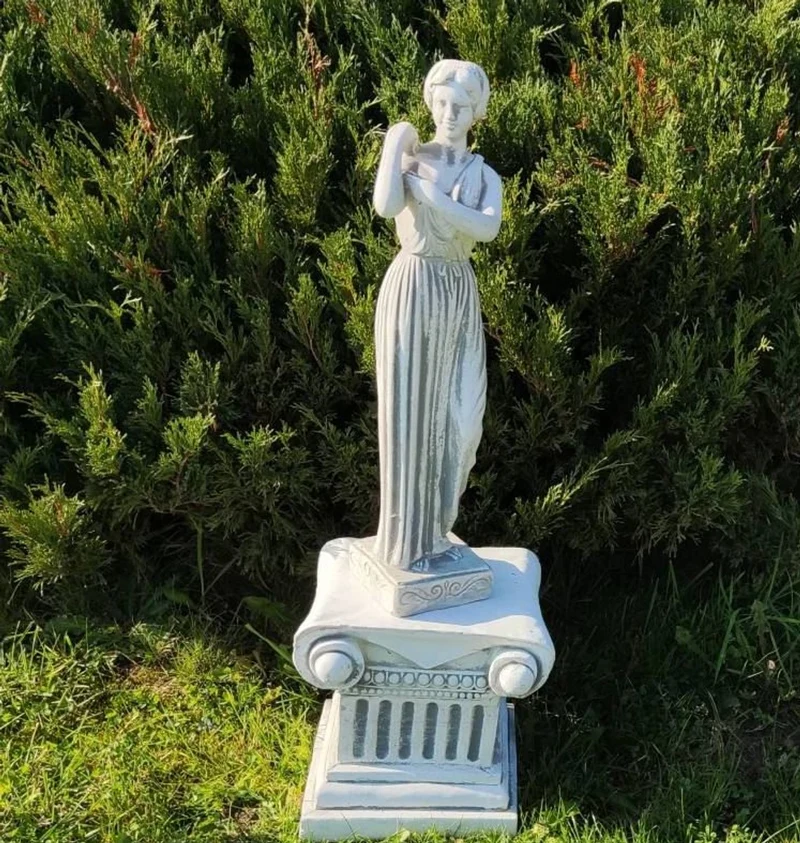 Casa Padrino Jugendstil Garten Deko Stein Skulptur Dame Grau H. 48 cm