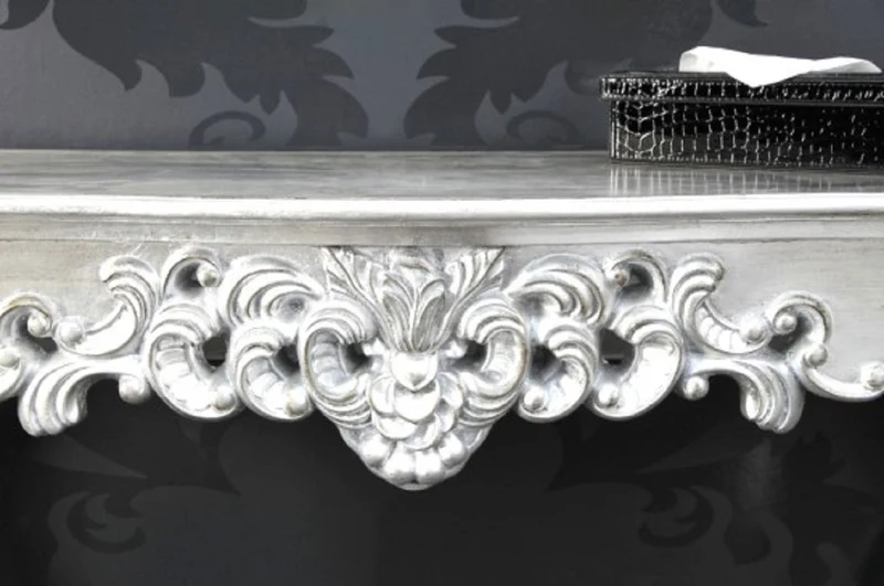Casa Padrino Barock Konsole Silber 85 cm - Barockstil Konsolentisch - Barock Möbel