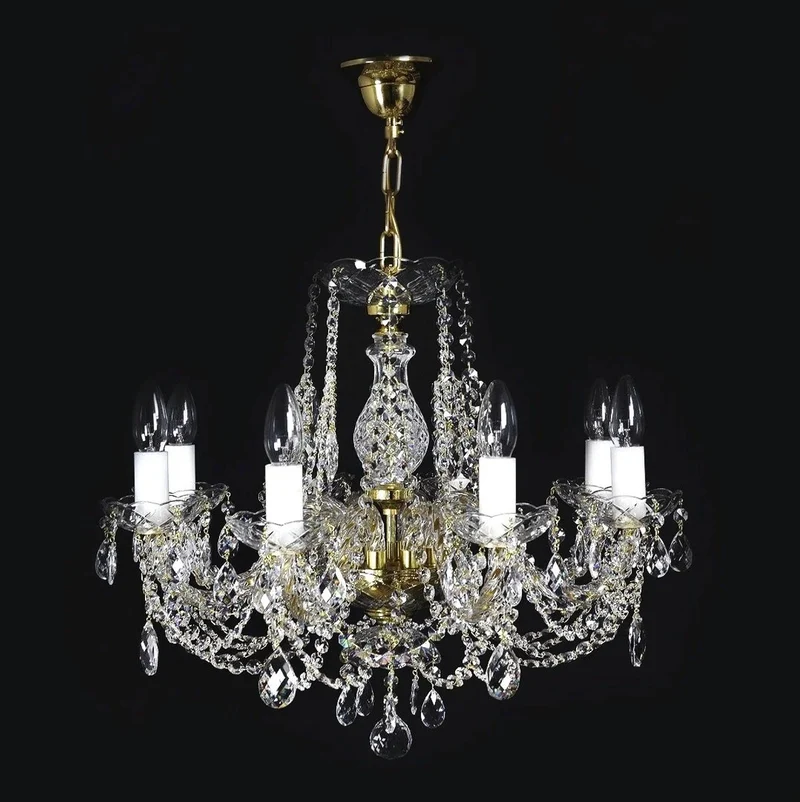 Casa Padrino Luxus Barock Kristall Kronleuchter Gold Ø 58 x H. 48 cm - Prunkvolle Messing Kronleuchter mit böhmischem Kristallglas - Barock Möbel - Edel & Prunkvoll