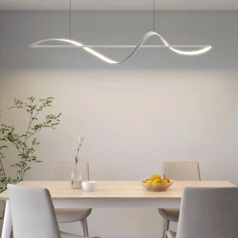Moderne LED-Wellen Pendelleuchte für den Esstisch, dimmbar