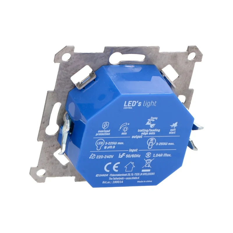 Universal Drehdimmer 250W - Unterputz Dimmschalter für dimmbare LED und Halogenlampen, Phasenabschnitt oder Phasenanschnitt wird automatisch eingestellt - LED's Light