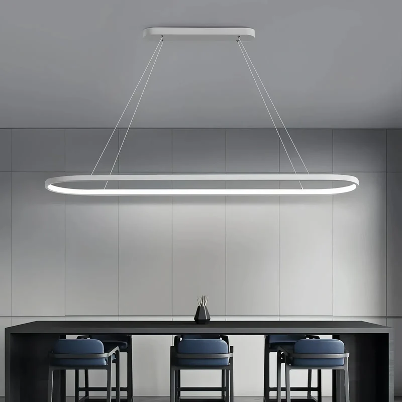 LED Pendelleuchte für den Esstisch oval modern dimmbar aus Metall
