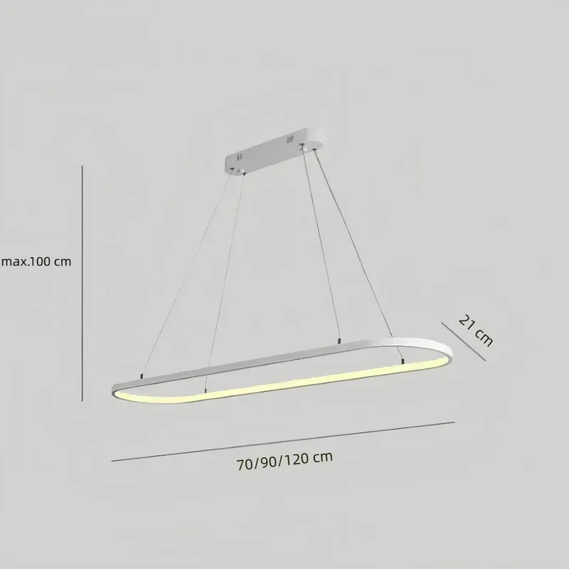 LED Pendelleuchte für den Esstisch oval modern dimmbar aus Metall