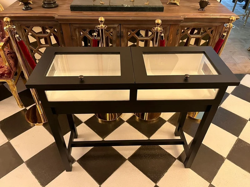 Casa Padrino Landhausstil Ladenvitrine Schwarz / Weiß 110 cm