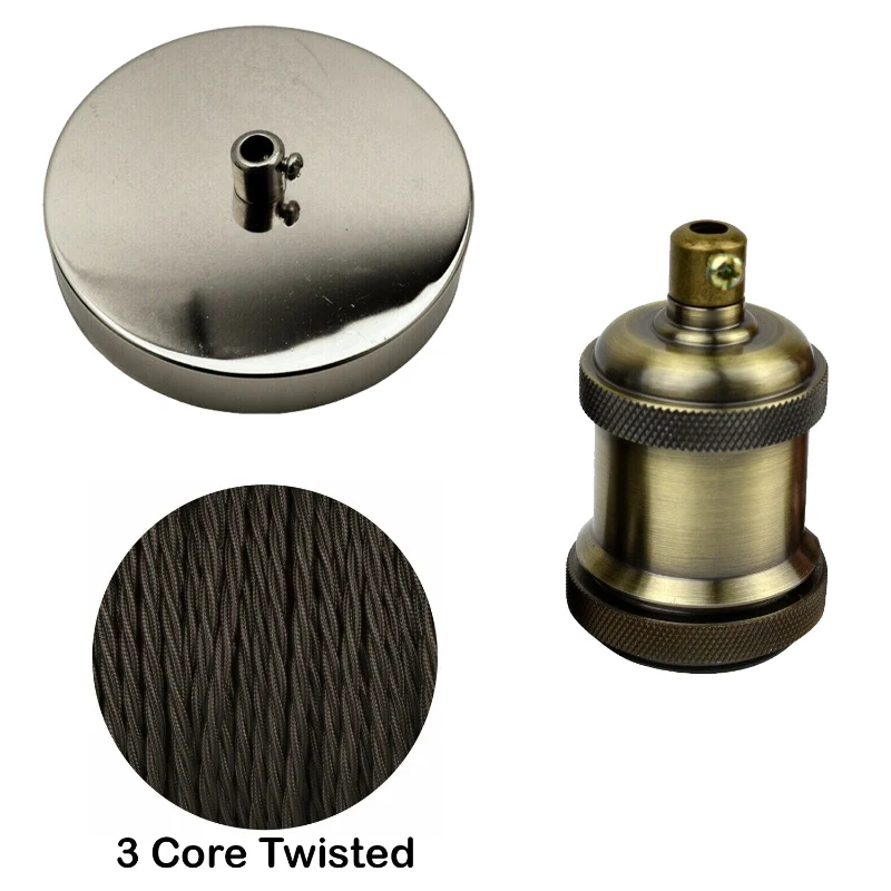 DIY Lampen-Set E27: Deckenrosette Fassung & Textilkabel ~2919