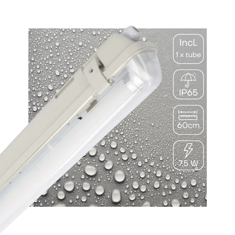 Feuchtraumleuchte mit HF-Bewegungsmelder und LED-Röhre, 60 cm, 4.000 K, IP65 - LED's Light