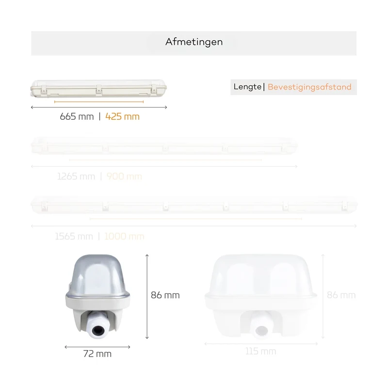 Feuchtraumleuchte mit HF-Bewegungsmelder und LED-Röhre, 60 cm, 4.000 K, IP65 - LED's Light