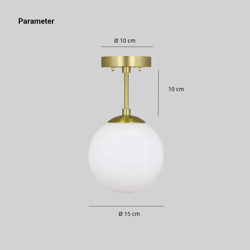 LED Pendelleuchte aus Glas in Kugelform für den Flur, Ø 15 cm