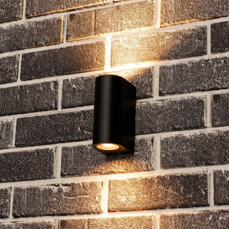 Außen-Wandleuchte schwarz 2x GU10 IP44 für LED und Halogen bis 35W - LED's Light